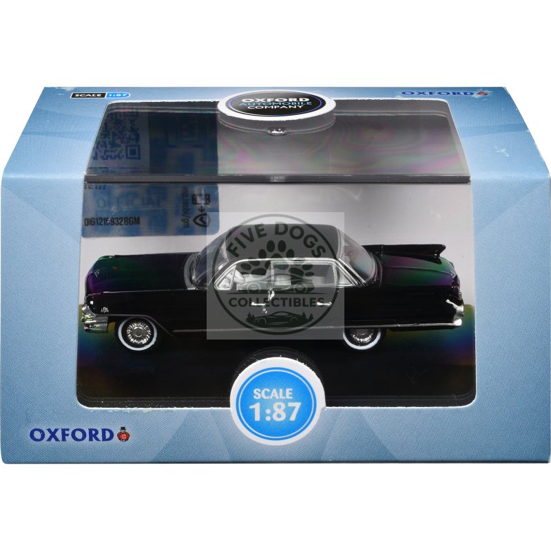 1961 cadillac sedan deville ebony black with white interior 1/87 (ho) scale diecast model car by oxford diecast