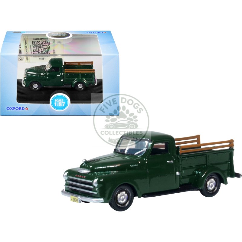 1948 dodge b 1b pickup truck dark green 1/87 (ho) scale diecast model car by oxford diecast
