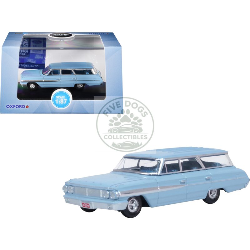 1964 ford country sedan skylight blue 1/87 (ho) scale diecast model car by oxford diecast