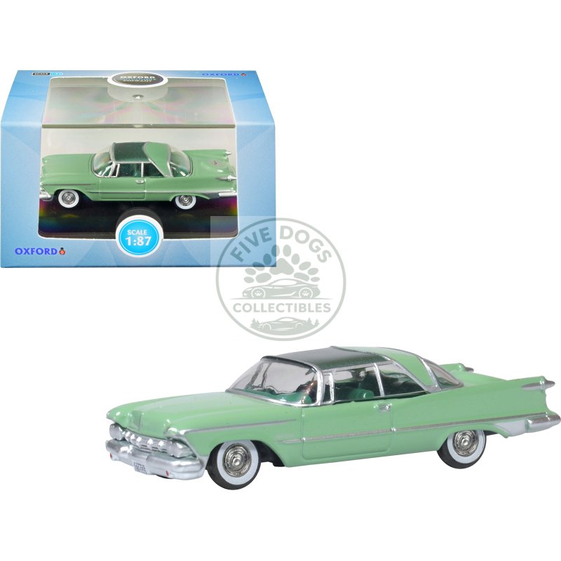 1959 chrysler imperial crown 2 door hardtop highland green and ballad green 1/87 (ho) scale diecast model car by oxford diecast