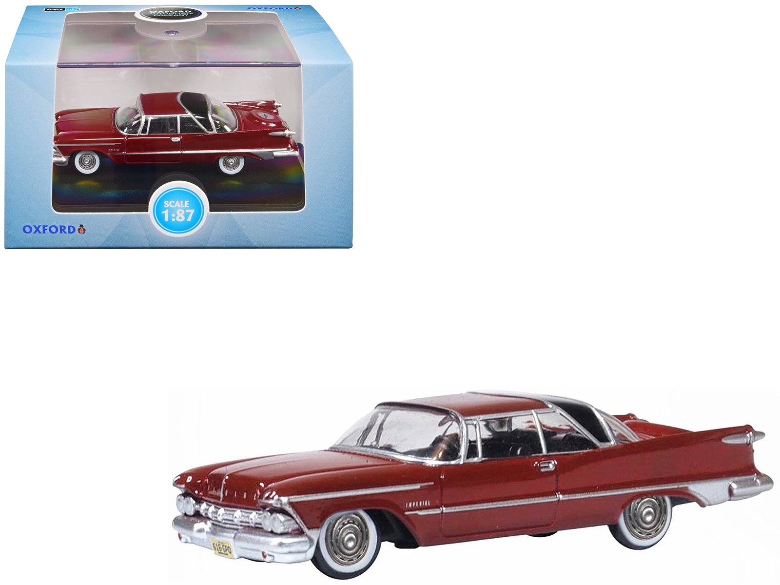 1959 chrysler imperial crown 2 door hardtop radiant red with black top 1/87 (ho) scale diecast model car by oxford diecast 1959 chrysler imperial crown 2 door hardtop radiant red with black top 1/87 (ho) scale diecast model car by oxford diecast