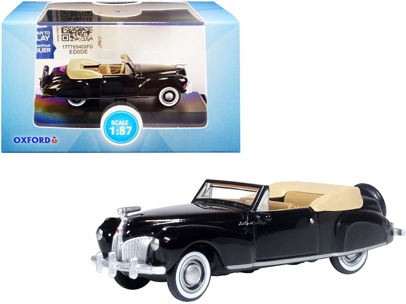 1941 lincoln continental convertible black with tan interior 1/87 (ho) scale diecast model car by oxford diecast 1941 lincoln continental convertible black with tan interior 1/87 (ho) scale diecast model car by oxford diecast