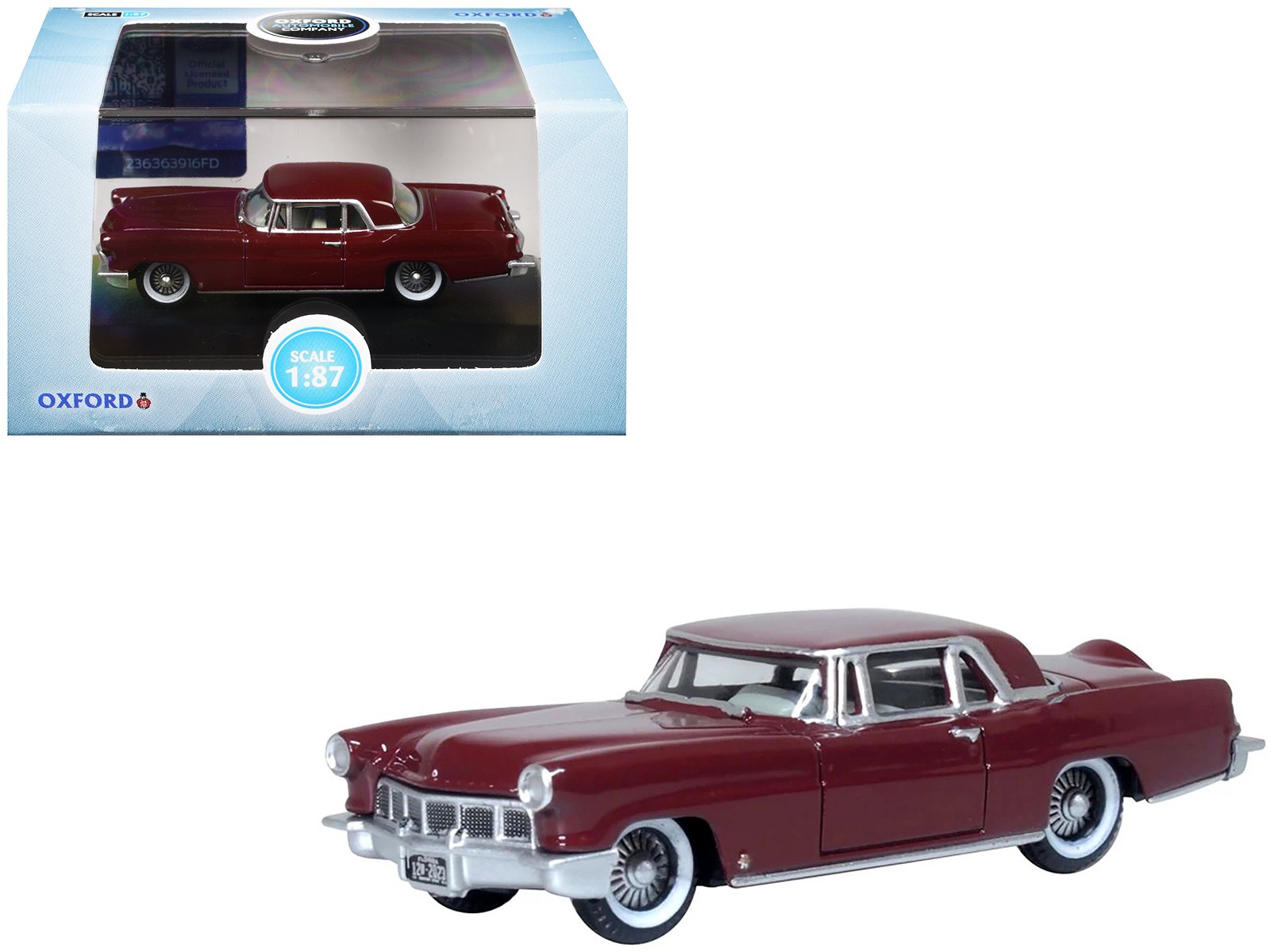 1956 lincoln continental mark ii dark red 1/87 (ho) scale diecast model car by oxford diecast 1956 lincoln continental mark ii dark red 1/87 (ho) scale diecast model car by oxford diecast