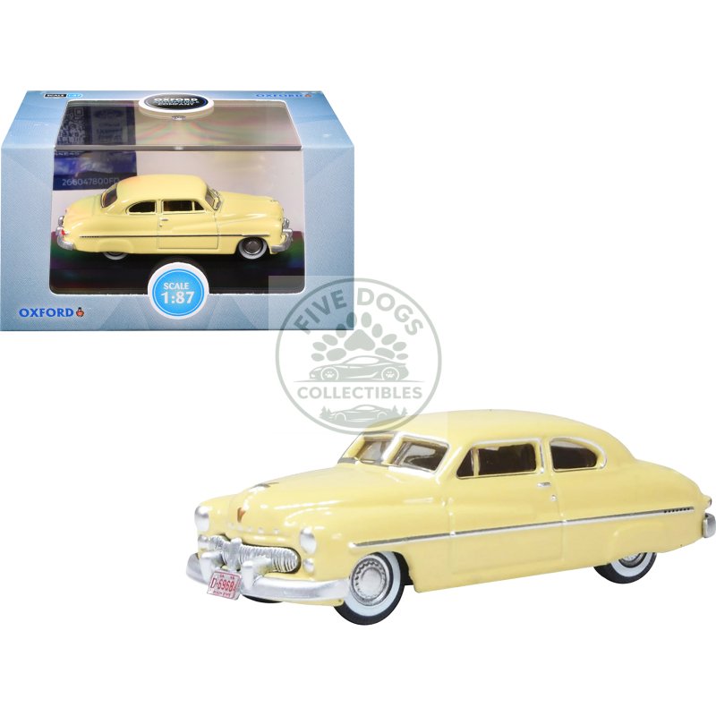 1949 mercury 8 coupe calabash yellow 1/87 (ho) scale diecast model car by oxford diecast