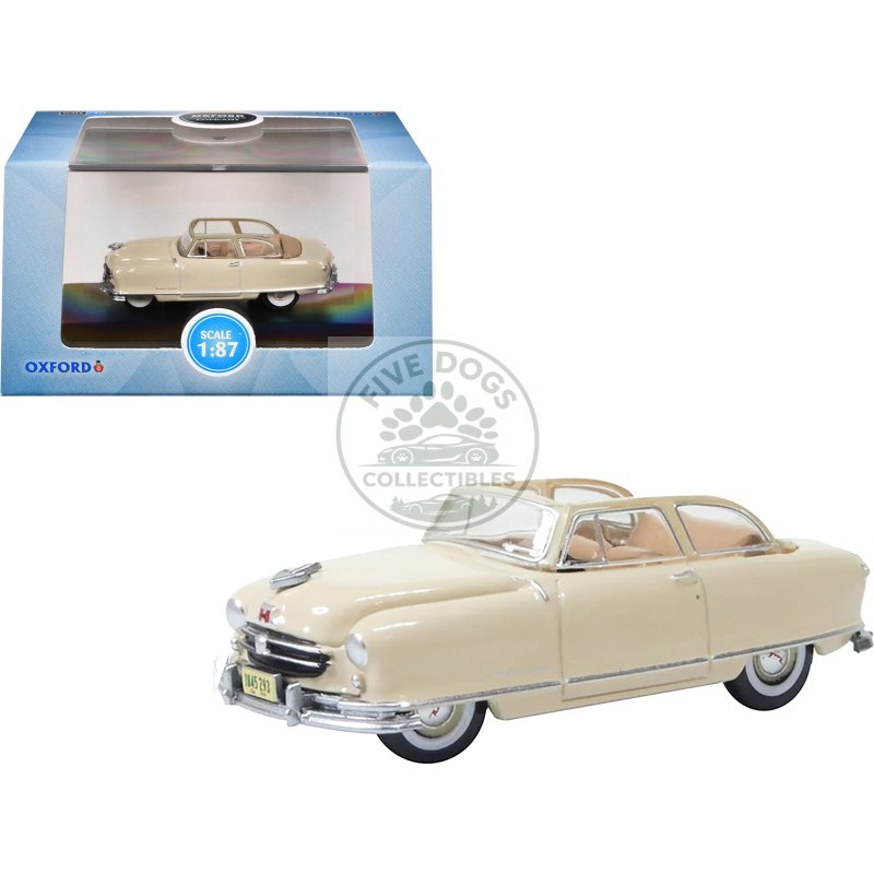 1950 nash rambler custom landau convertible (open) champagne ivory 1/87 (ho) scale diecast model car by oxford diecast