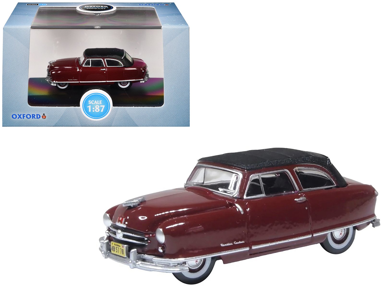 1950 nash rambler custom landau convertible (closed) sunset maroon with black top 1/87 (ho) scale diecast model car by oxford diecast 1950 nash rambler custom landau convertible (closed) sunset maroon with black top 1/87 (ho) scale diecast model car by oxford diecast