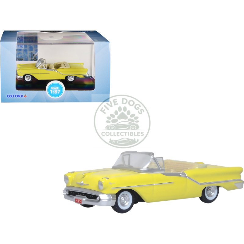 1957 oldsmobile 88 convertible coronado yellow 1/87 (ho) scale diecast model car by oxford diecast