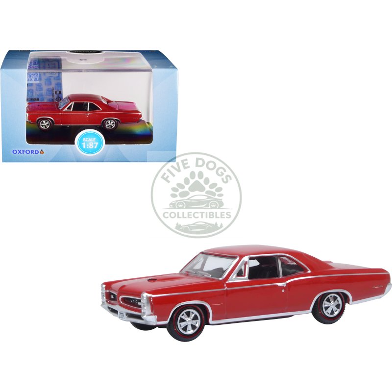 1966 pontiac gto montero red 1/87 (ho) scale diecast model car by oxford diecast