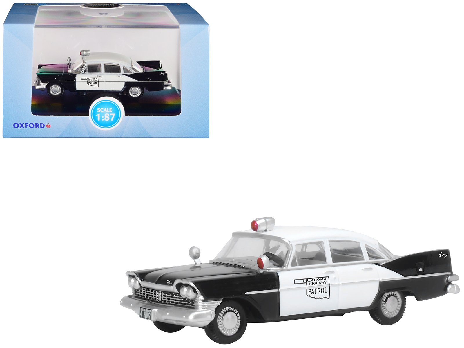 1959 plymouth savoy black and white "oklahoma highway patrol" 1/87 (ho) scale diecast model car by oxford diecast 1959 plymouth savoy black and white "oklahoma highway patrol" 1/87 (ho) scale diecast model car by oxford diecast