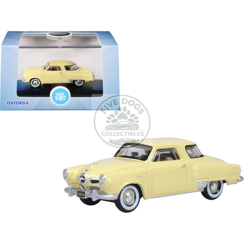 1950 studebaker champion starlight coupe tulip cream 1/87 (ho) scale diecast model car by oxford diecast