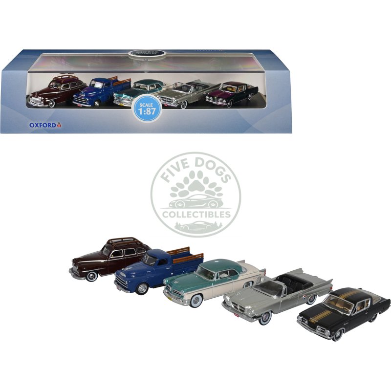 chrysler centenary 5 piece set 1/87 (ho) scale diecast model cars by oxford diecast