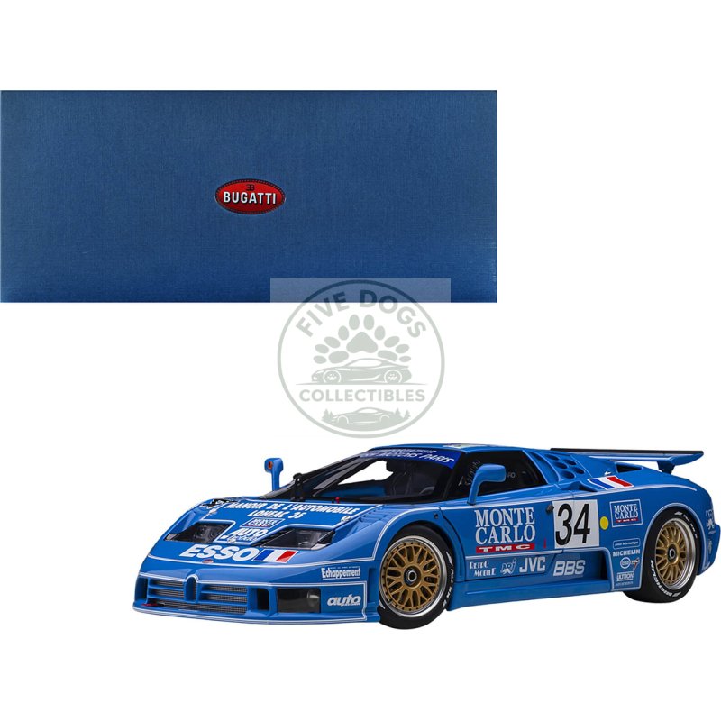 bugatti eb110 #34 alain cudini eric helary jean christophe boullion 24 hours of le mans (1994) 1/18 model car by autoart