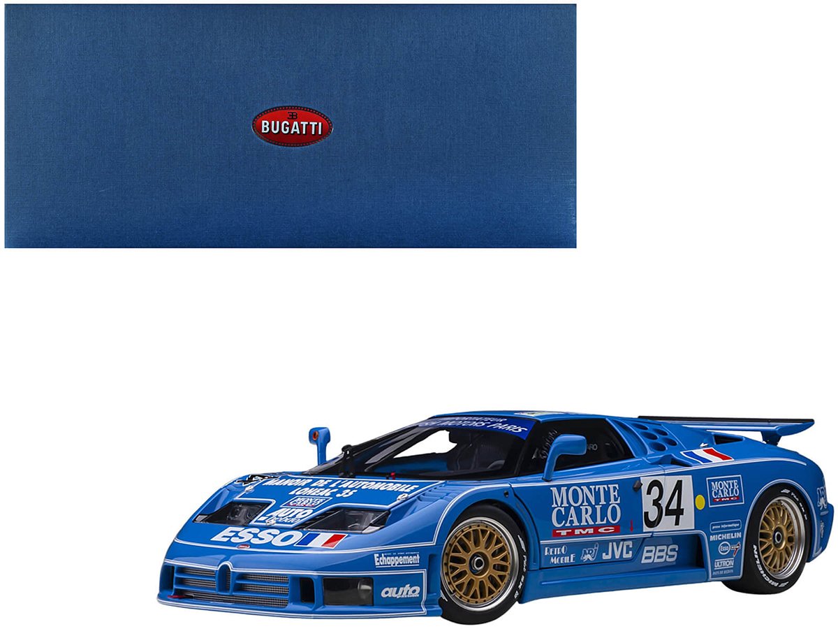 bugatti eb110 #34 alain cudini eric helary jean christophe boullion 24 hours of le mans (1994) 1/18 model car by autoart bugatti eb110 #34 alain cudini eric helary jean christophe boullion 24 hours of le mans (1994) 1/18 model car by autoart
