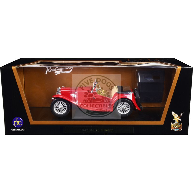 1947 mg tc midget red 1/18 diecast model car by road signature