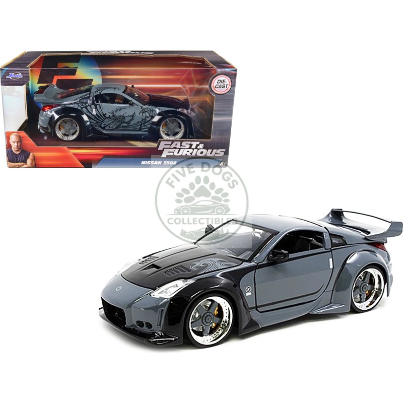 d.k.'s nissan 350z gray and black with graphics "fast & furious" movie 1/24 diecast model car by jada