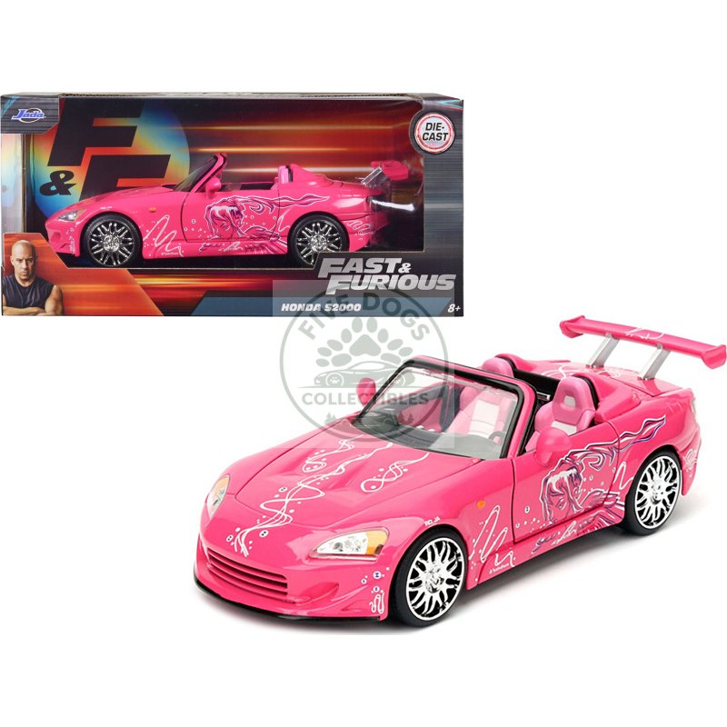 suki's 2001 honda s2000 convertible pink with graphics "fast & furious" movie 1/24 diecast model car by jada