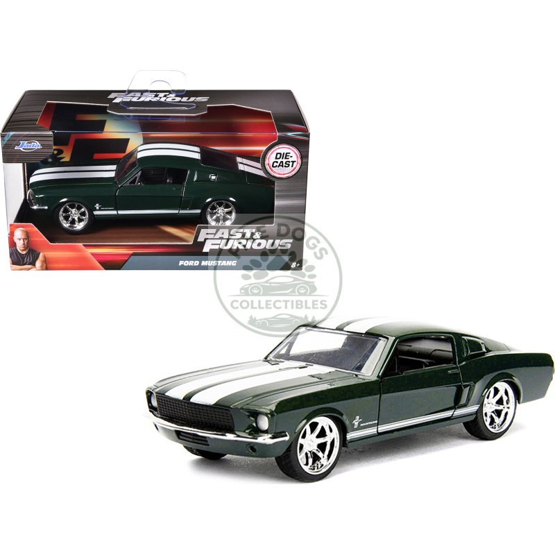 sean's ford mustang dark green with white stripes "fast & furious" movie 1/32 diecast model car by jada