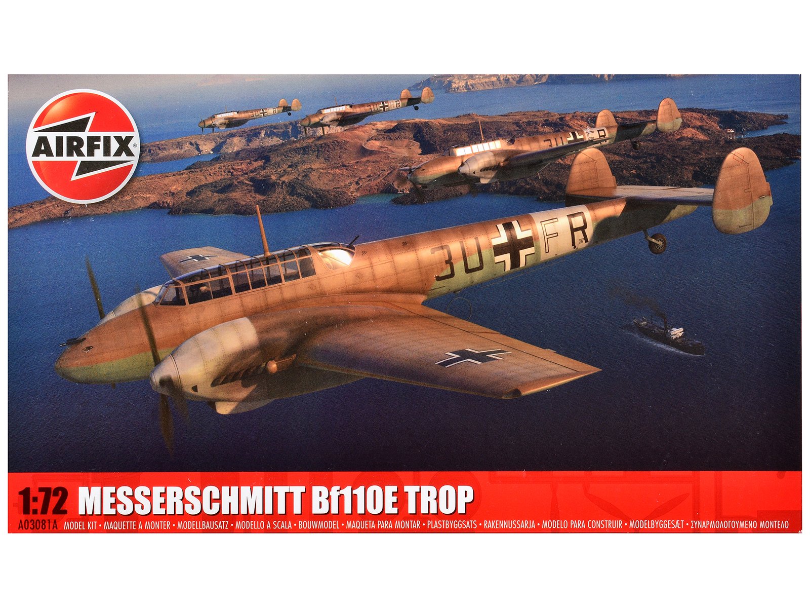 level 2 model kit messerschmitt bf110e/e 2 trop fighter aircraft with 2 scheme options 1/72 plastic model kit by airfix level 2 model kit messerschmitt bf110e/e 2 trop fighter aircraft with 2 scheme options 1/72 plastic model kit by airfix