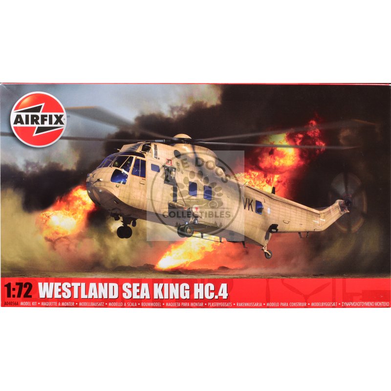 level 3 model kit westland sea king hc.4 helicopter with 2 scheme options 1/72 plastic model kit by airfix