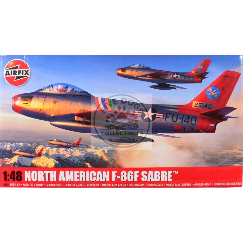 level 2 model kit north american f 86f sabre aircraft with 2 scheme options 1/48 plastic model kit by airfix