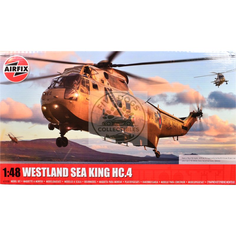 level 4 model kit westland sea king hc.4 helicopter with 4 scheme options 1/48 plastic model kit by airfix