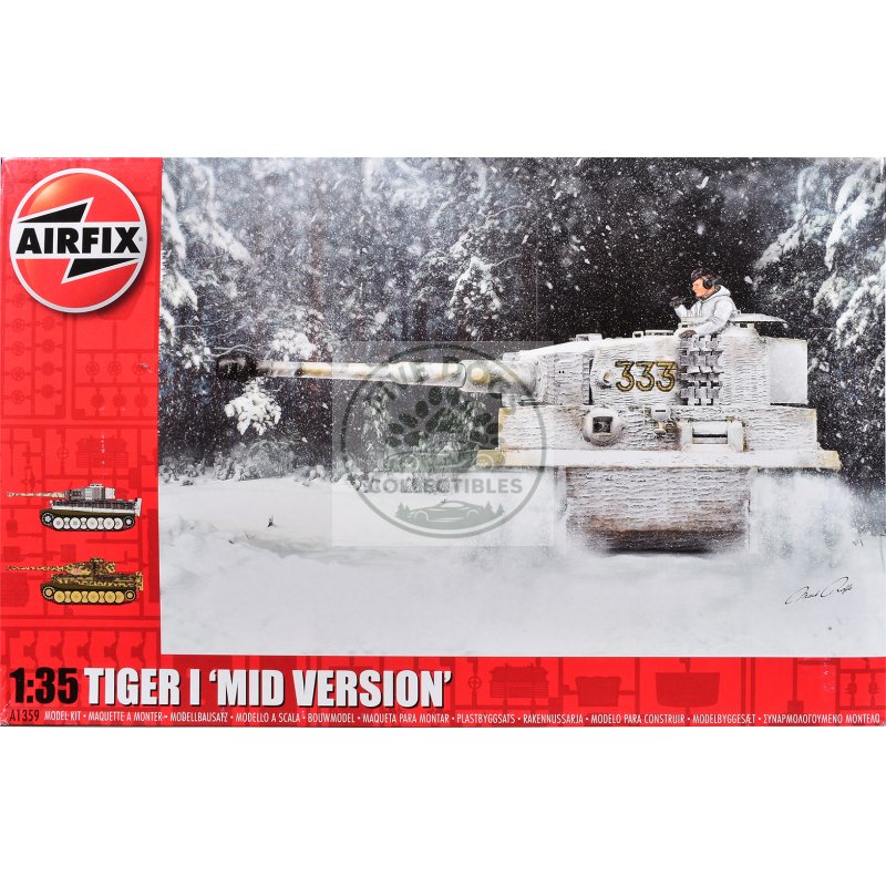 level 3 model kit tiger i "mid version" tank with 2 scheme options 1/35 plastic model kit by airfix