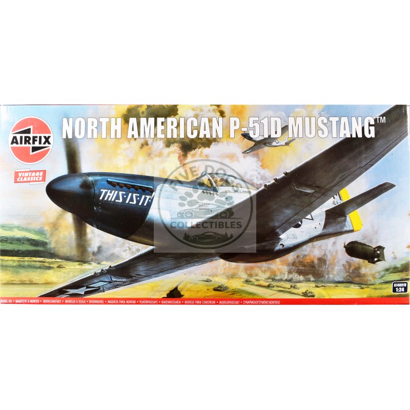 level 4 model kit north american p 51d mustang aircraft with 2 scheme options 1/24 plastic model kit by airfix