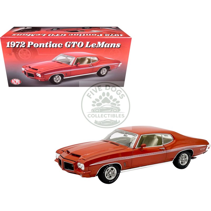 1972 pontiac gto lemans sundance orange metallic with gto stripes limited edition to 342 pieces worldwide 1/18 diecast model car by acme