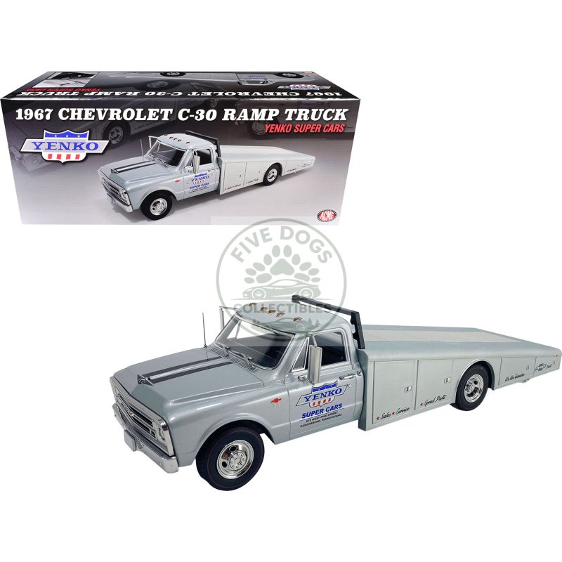 1967 chevrolet c 30 ramp truck "yenko super cars" silver metallic limited edition to 248 pieces worldwide 1/18 diecast model car by acme