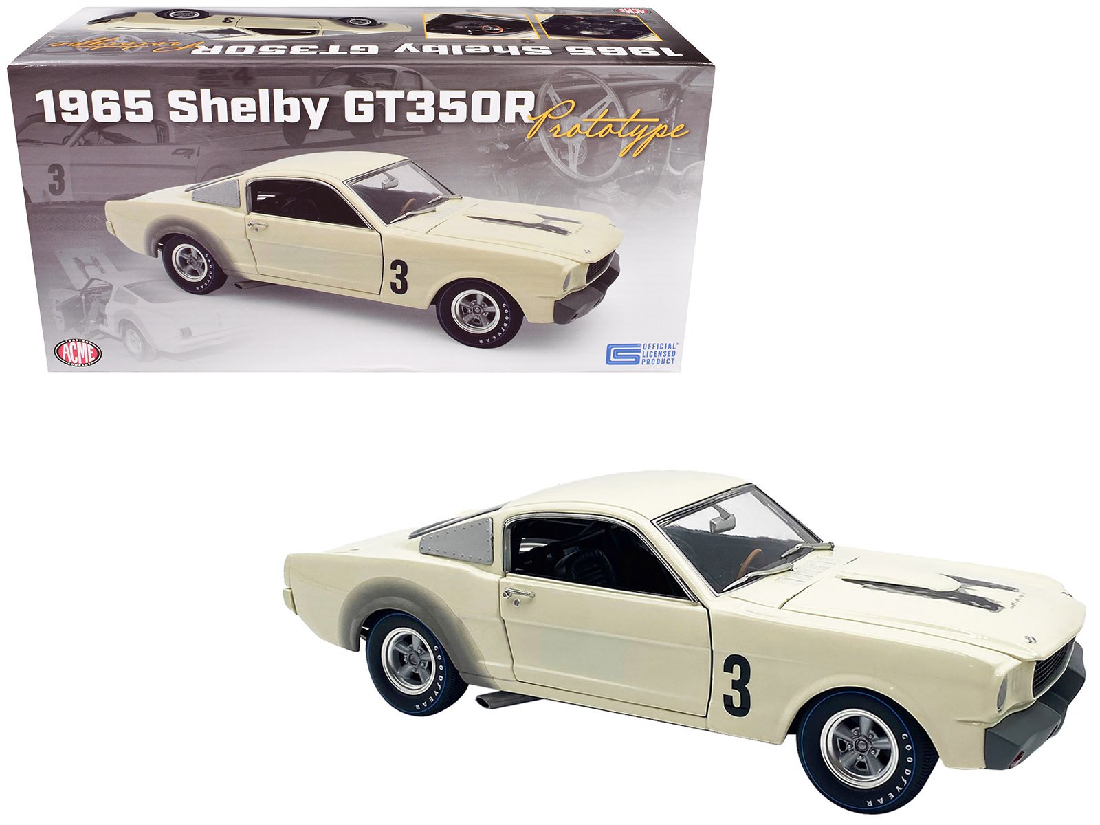 1965 shelby gt350r prototype #3 white limited edition to 312 pieces worldwide 1/18 diecast model car by acme 1965 shelby gt350r prototype #3 white limited edition to 312 pieces worldwide 1/18 diecast model car by acme