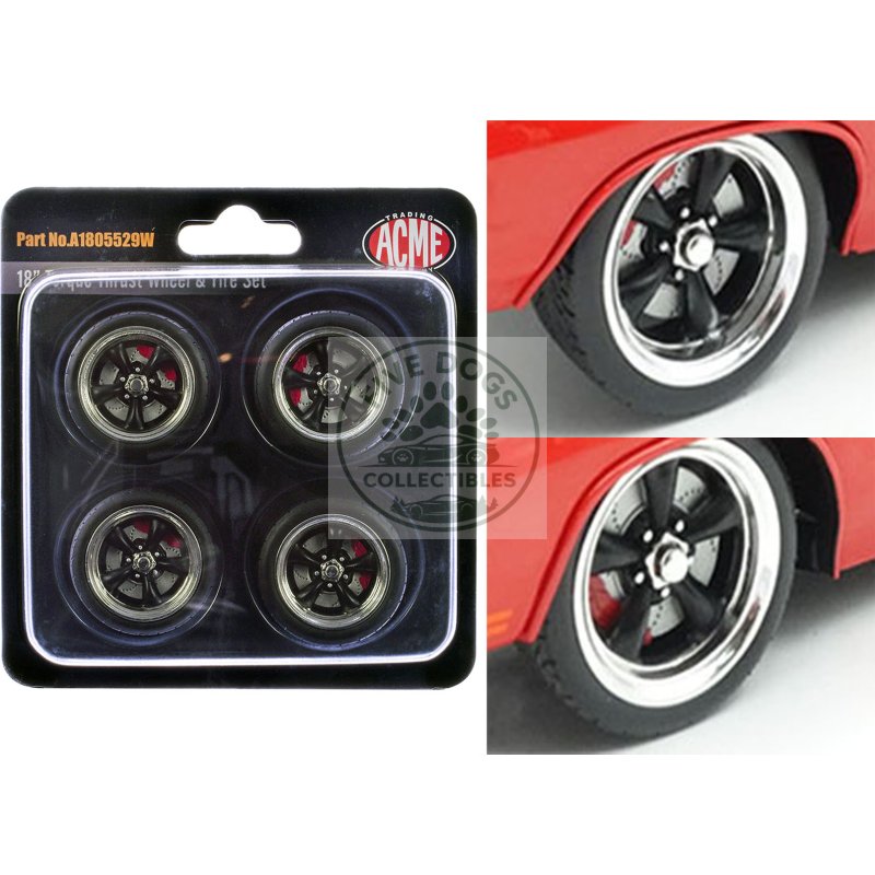 "torque thrust" 18" wheel and tire set of 4 pieces for 1/18 scale models by acme