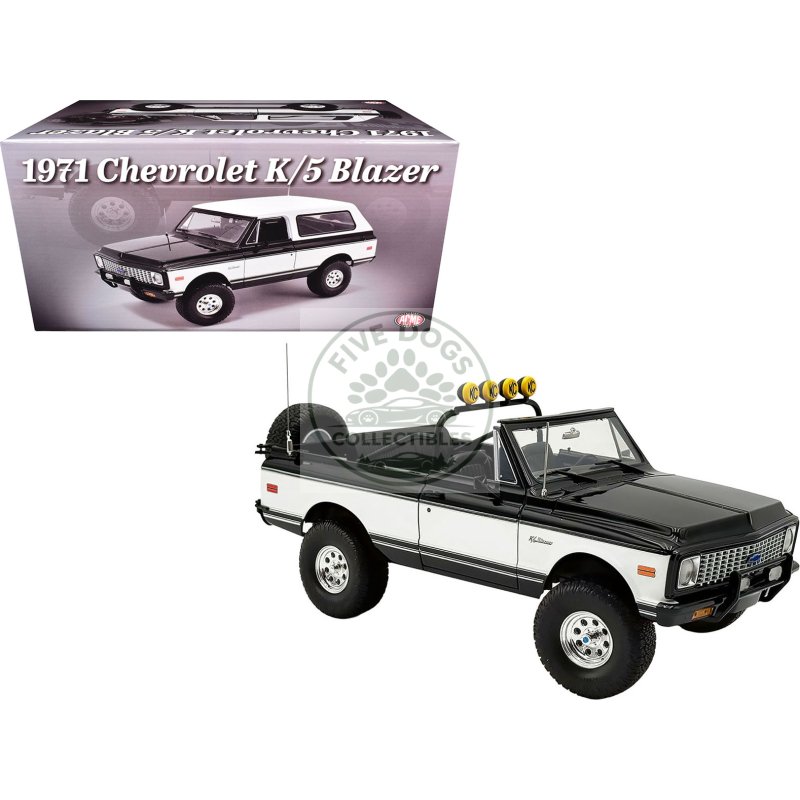 1971 chevrolet k5 blazer tuxedo black and white limited edition to 396 pieces worldwide 1/18 diecast model car by acme