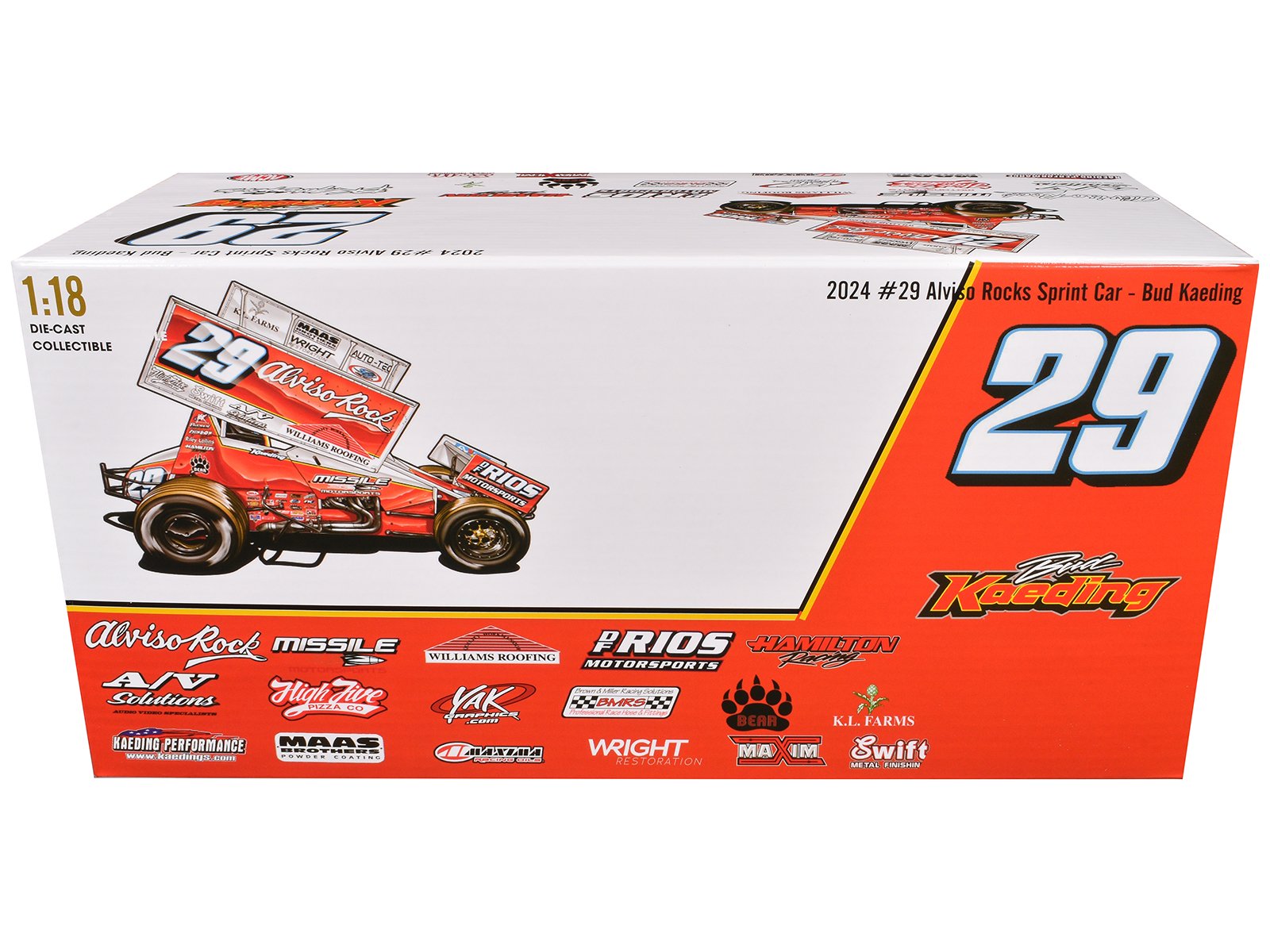 winged sprint car #29 bud kaeding "missile motorsports" bk motorsports (2024) 1/18 diecast model car by acme winged sprint car #29 bud kaeding "missile motorsports" bk motorsports (2024) 1/18 diecast model car by acme