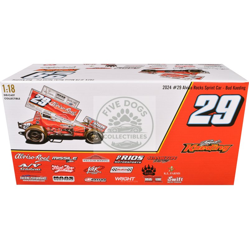 winged sprint car #29 bud kaeding "missile motorsports" bk motorsports (2024) 1/18 diecast model car by acme
