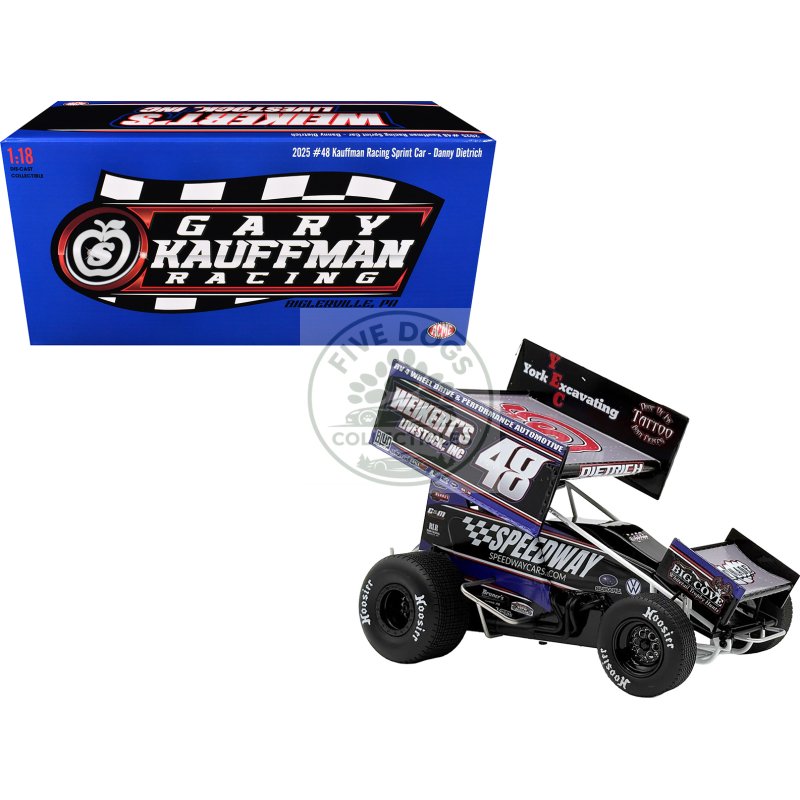 winged sprint car #48 danny dietrich "weikert's livestock speedway cars" gary kauffman racing (2025) 1/18 diecast model car by acme