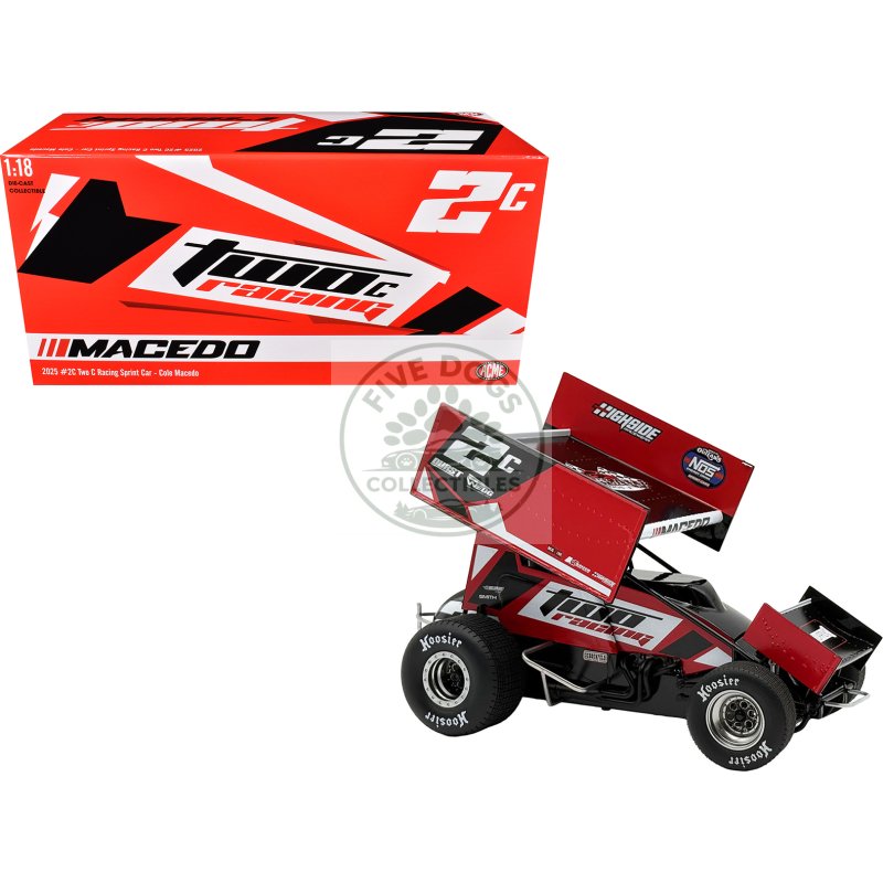 winged sprint car #2c cole macedo "two c racing" (2025) 1/18 diecast model car by acme