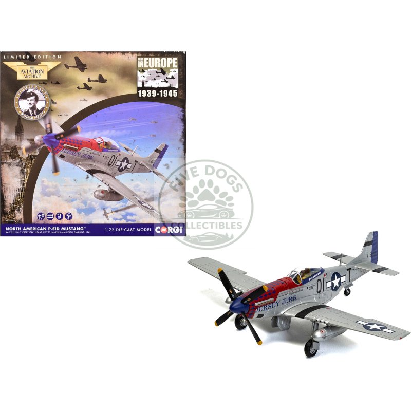 north american p 51d mustang aircraft "jersey jerk 361st fighter squadron martlesham heath" united states army air forces "the aviation archive" series 1/72 diecast model by corgi