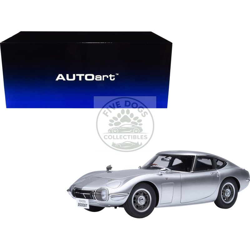 1967 toyota 2000gt rhd (right hand drive) silver metallic 1/18 model car by autoart