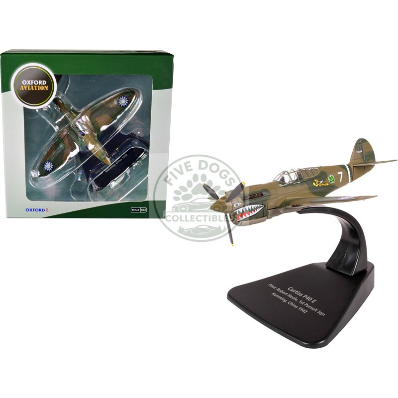 curtiss p40 e warhawk fighter plane pilot: robert neale 1st pursuit squadron kunming china (1944) "oxford aviation" series 1/72 diecast model airplane by oxford diecast