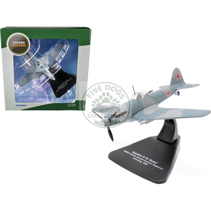 ilyushin il 10 "beast" war plane 108th guards assault aviation regiment germany (1945) "oxford aviation" series 1/72 diecast model airplane by oxford diecast