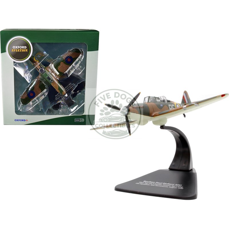 boulton paul defiant mk i fighter plane pilot: sqn ldr p hunter gunner sgt f king 264 squadron raf hornchurch (august 1940) "oxford aviation" series 1/72 diecast model airplane by oxford diecast