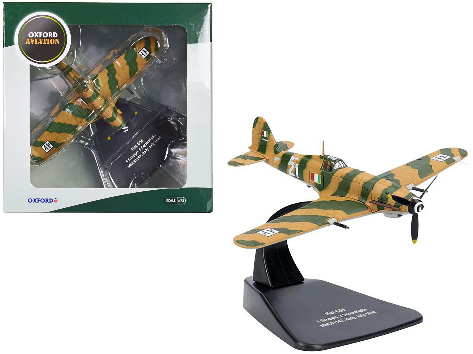 fiat g55 centauro fighter aircraft "1 gruppo 3 squadriglia mm.91147 italy" (1944) italian air force "oxford aviation" series 1/72 diecast model airplane by oxford diecast fiat g55 centauro fighter aircraft "1 gruppo 3 squadriglia mm.91147 italy" (1944) italian air force "oxford aviation" series 1/72 diecast model airplane by oxford diecast
