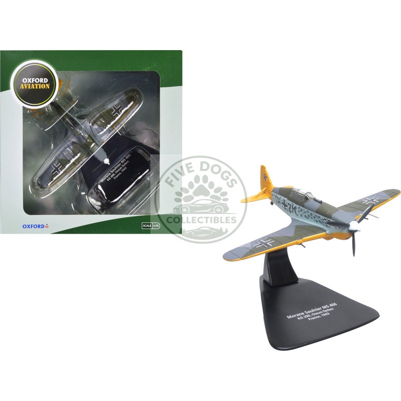 morane saulnier m.s.406 fighter aircraft "kg200 ossun tarbes france" (1943) german luftwaffe "oxford aviation" series 1/72 diecast model airplane by oxford diecast