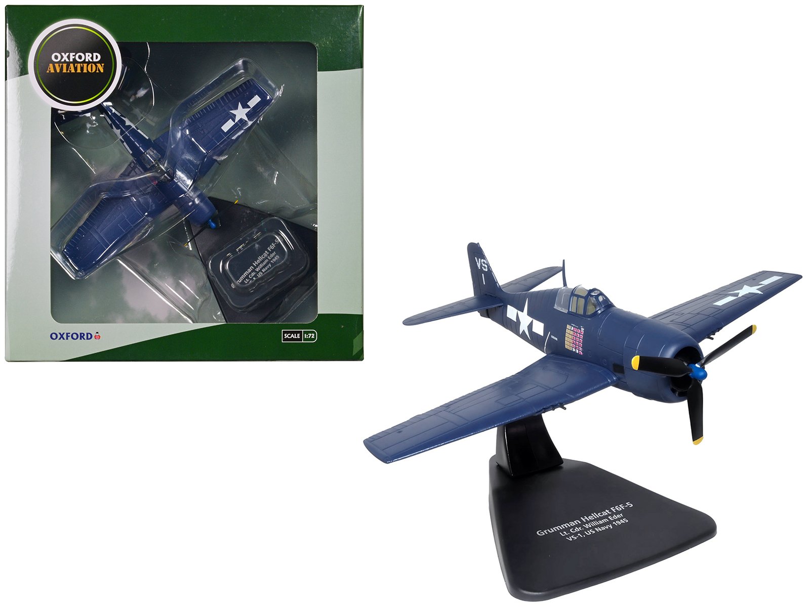 grumman hellcat f6f 5 fighter aircraft "lt. cdr. willard e. eder vs 1" (1945) united states navy "oxford aviation" series 1/72 diecast model airplane by oxford diecast grumman hellcat f6f 5 fighter aircraft "lt. cdr. willard e. eder vs 1" (1945) united states navy "oxford aviation" series 1/72 diecast model airplane by oxford diecast