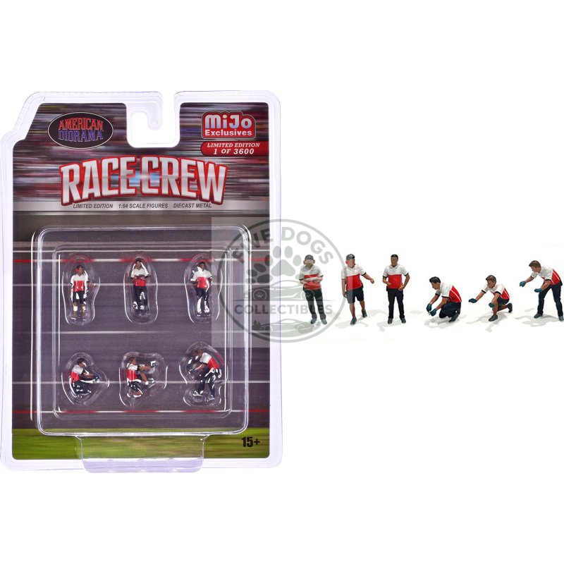 "race crew" 6 piece diecast figure set (6 figures) limited edition to 3600 pieces worldwide for 1/64 scale models by american diorama