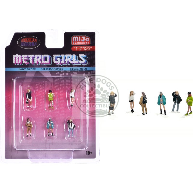 "metro girls" 6 piece diecast figure set (6 figures) limited edition to 2400 pieces worldwide for 1/64 scale models by american diorama