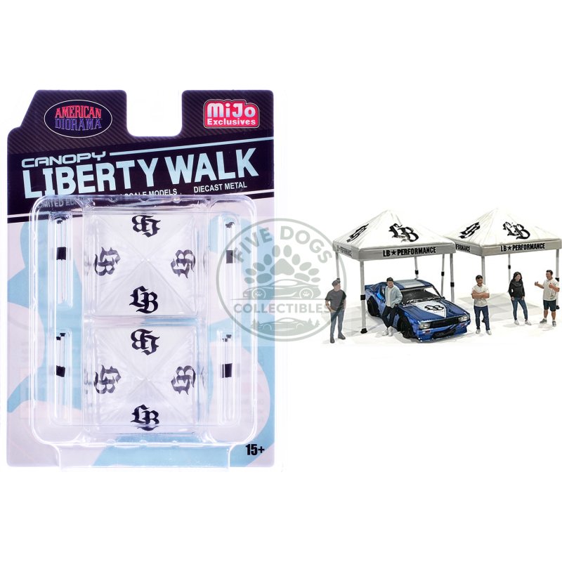 "liberty walk" canopy 2 piece set white limited edition for 1/64 scale models by american diorama