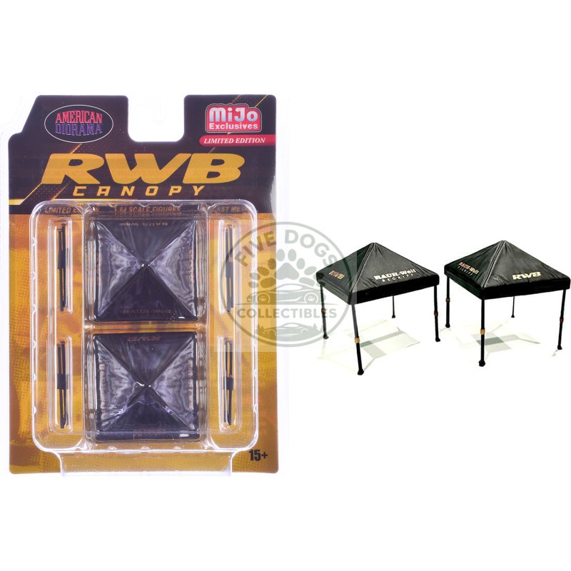 "rwb (rauh welt begriff)" canopy 2 piece set black limited edition for 1/64 scale models by american diorama