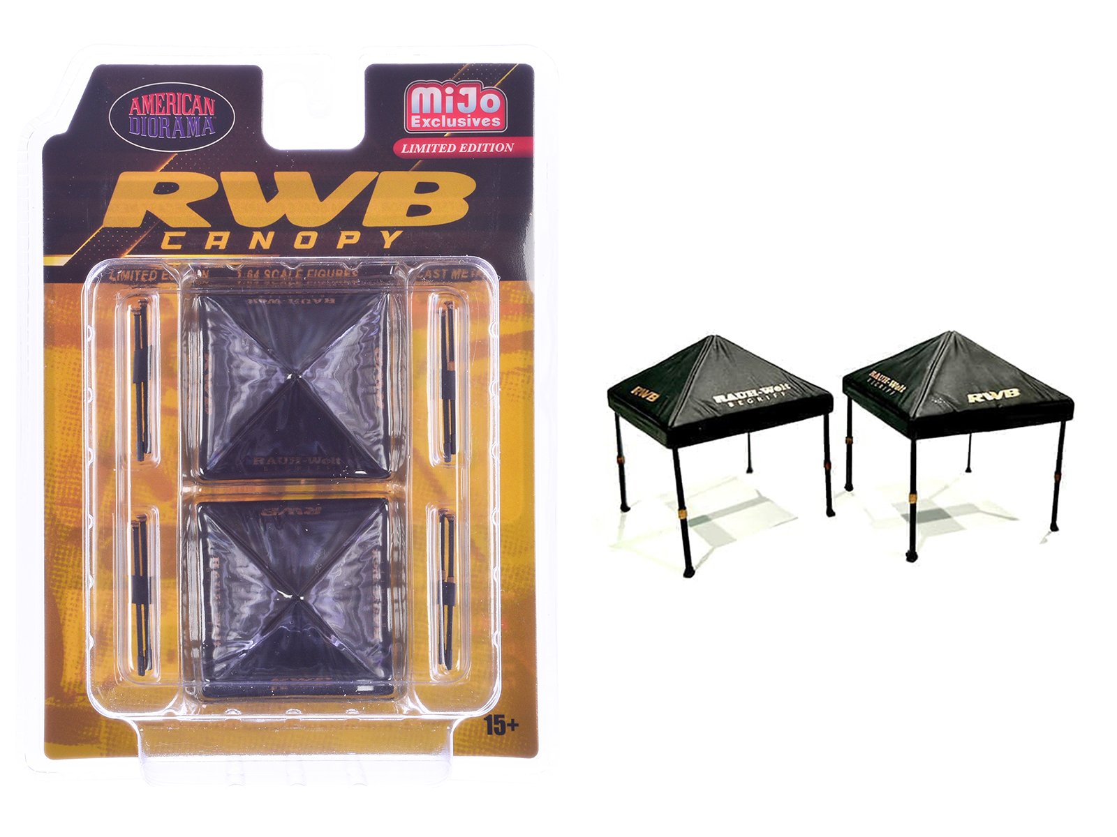 "rwb (rauh welt begriff)" canopy 2 piece set black limited edition for 1/64 scale models by american diorama "rwb (rauh welt begriff)" canopy 2 piece set black limited edition for 1/64 scale models by american diorama