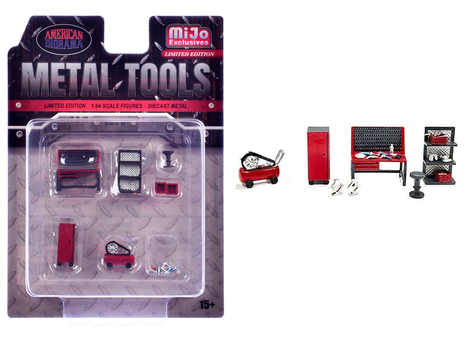 "metal tools" set c of 7 pieces limited edition 1/64 scale models by american diorama "metal tools" set c of 7 pieces limited edition 1/64 scale models by american diorama